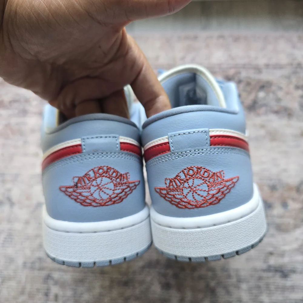 Womens Nike Air Jordan 1 Low 'Blue Whisper Dune Red' - Picture 3 of 4